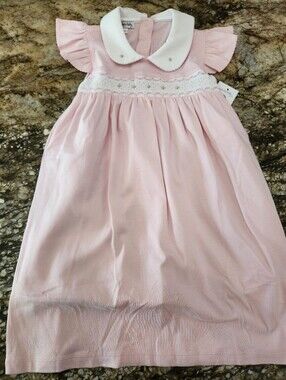 Pink Smocked Peter Pan Collar Kids Dress